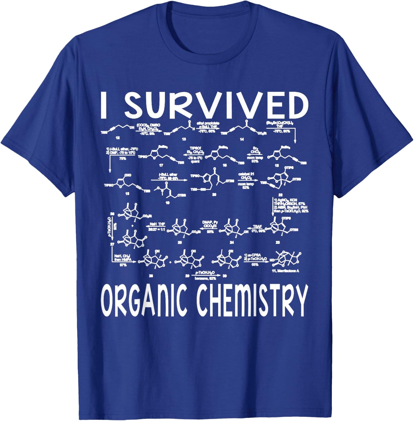 I Survived Organic Chemistry Humor Organic Chemistry Funny T-Shirt - T-Shirt | Royal