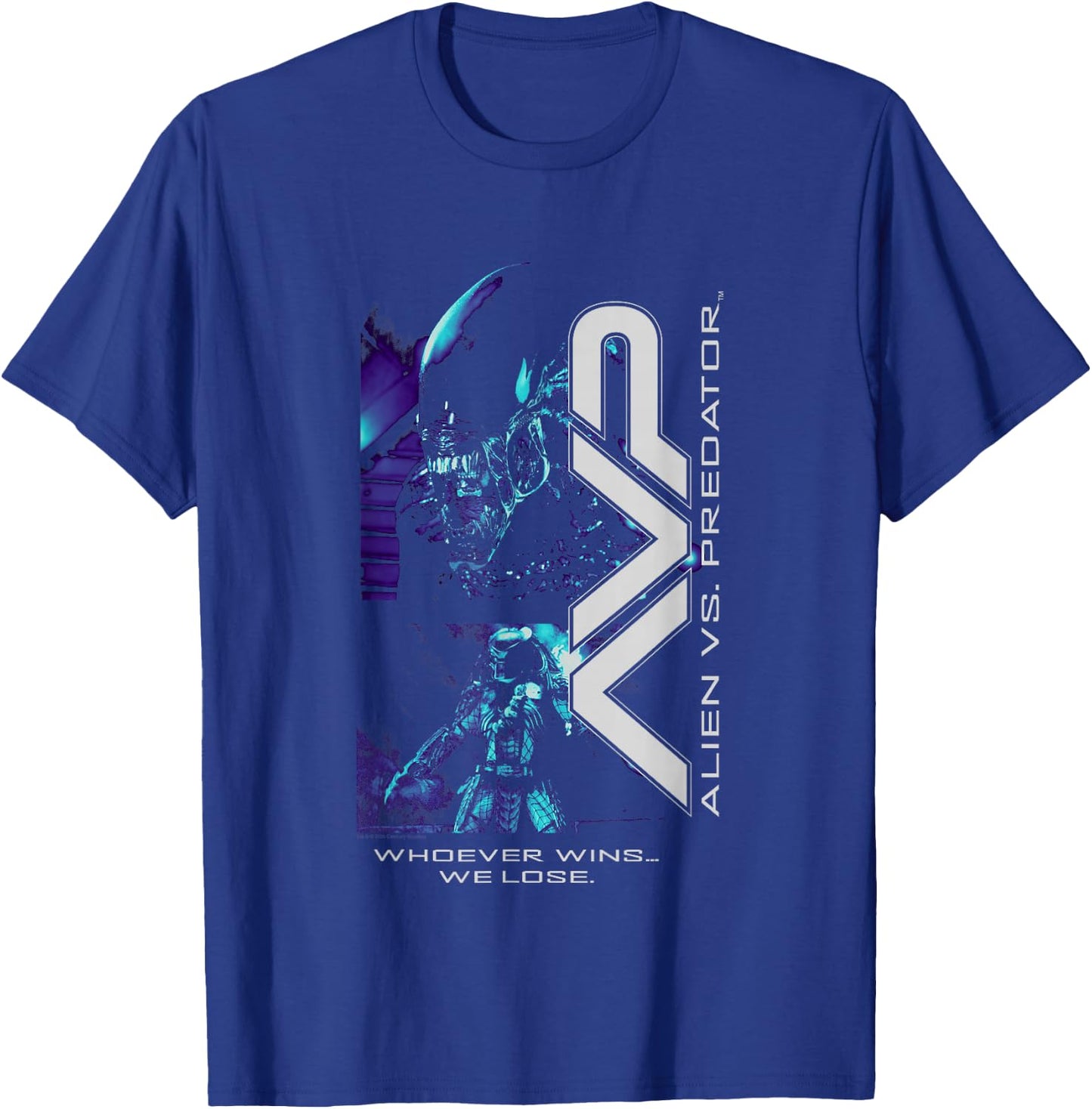 Alien vs Predator Whoever Wins… We Lose Big Chest Portrait T-Shirt - T-Shirt | Royal