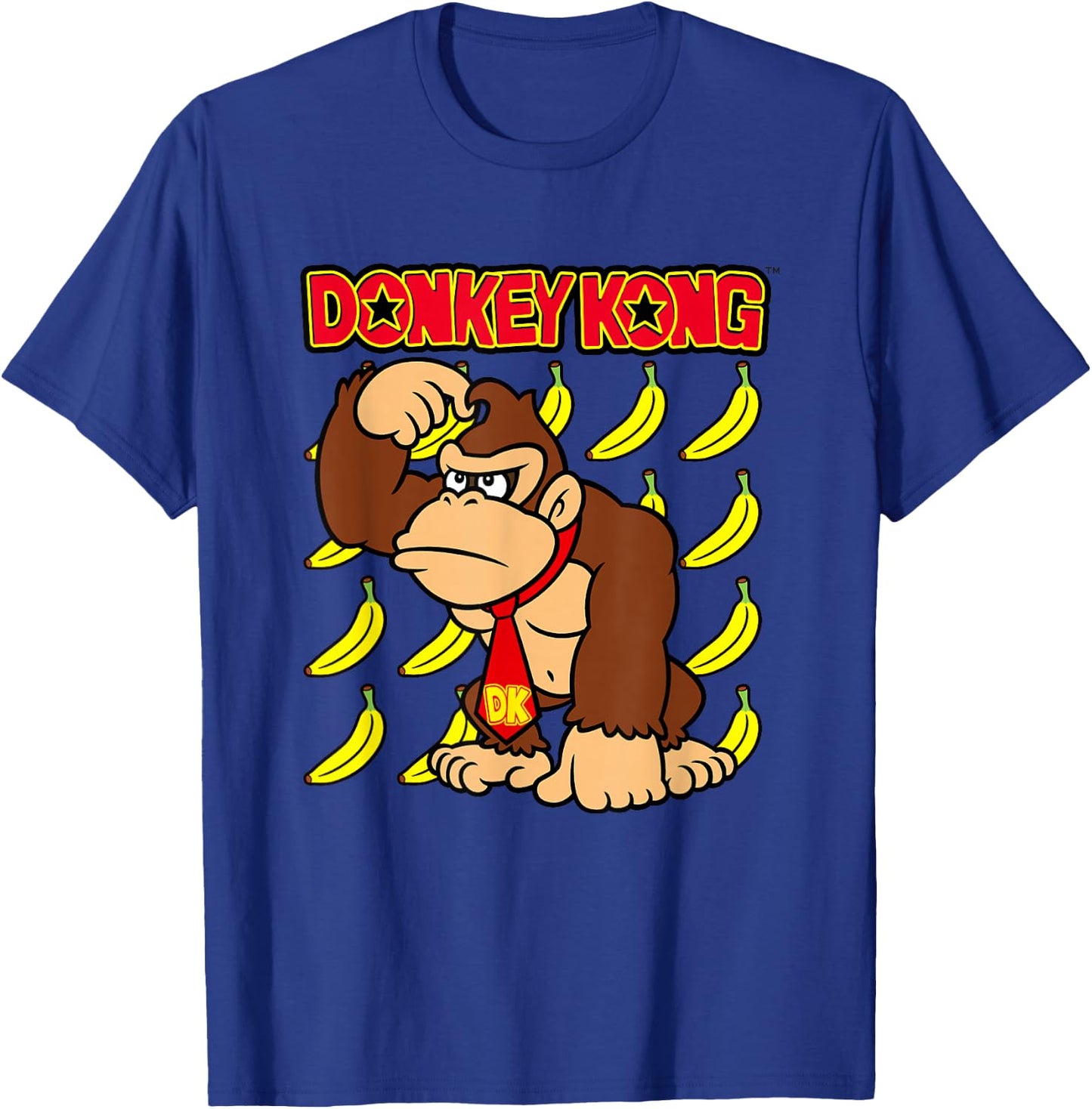 Donkey Kong Ape Thoughts Banana Background T-Shirt - T-Shirt | Royal
