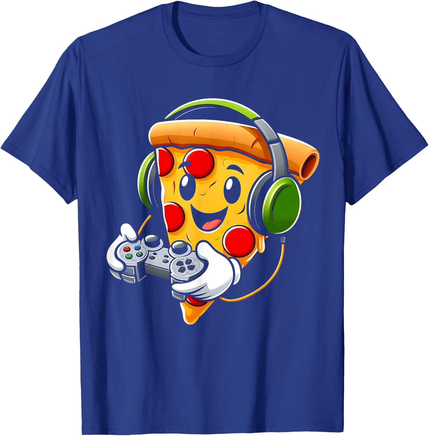 Funny Gamer Pizza Gaming Food Lovers Play Video Games T-Shirt - T-Shirt | Royal
