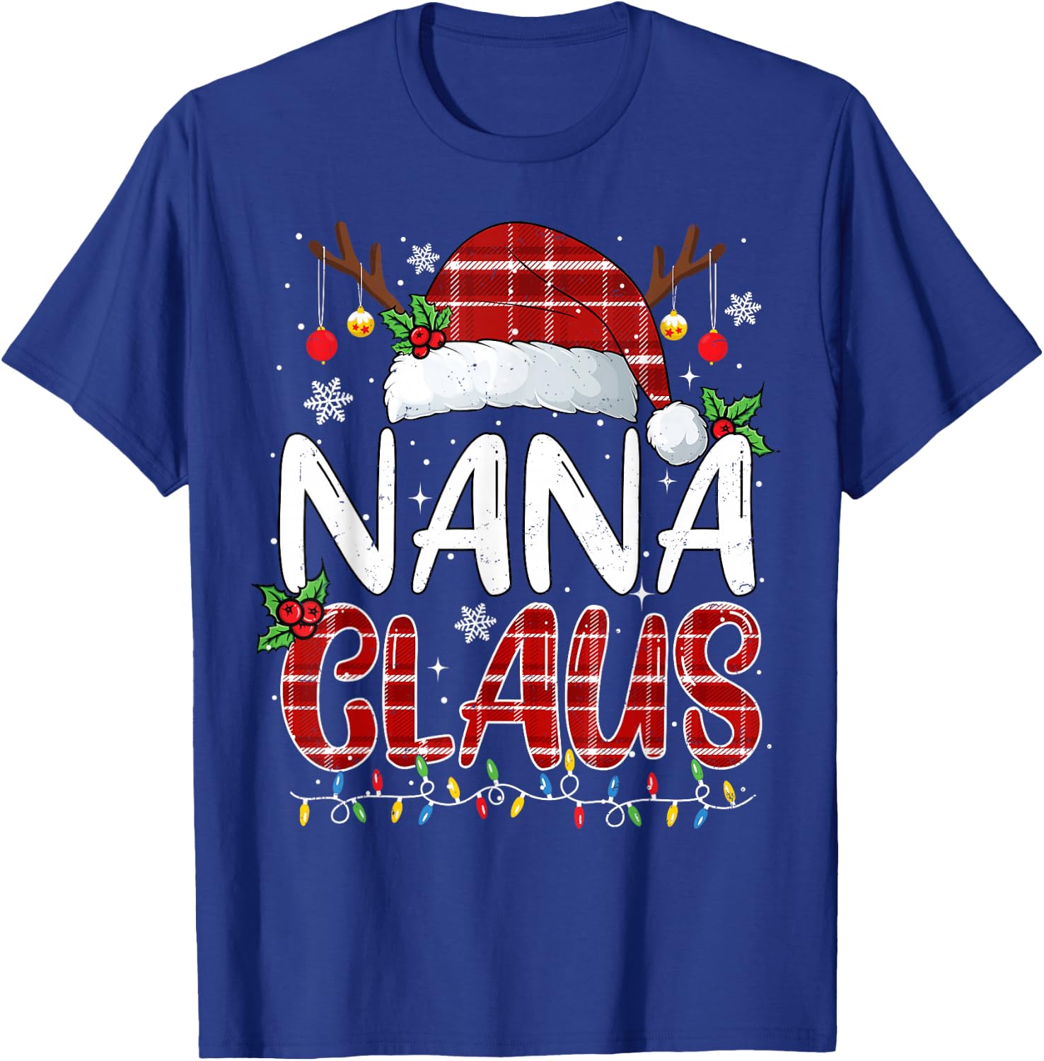 Nana Claus Christmas Lights Pajama Family Matching T-Shirt - T-Shirt | Royal