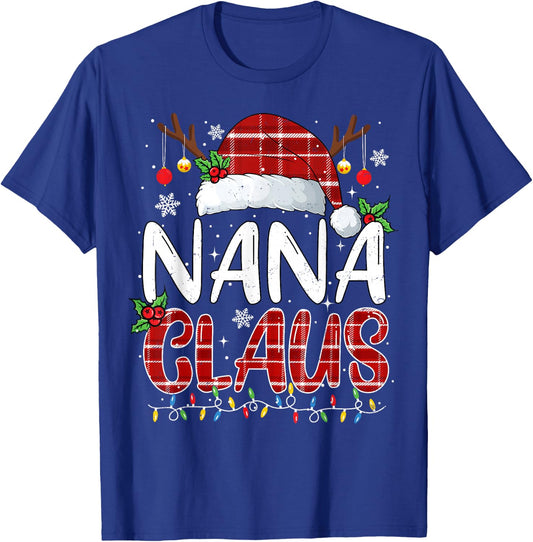 Nana Claus Christmas Lights Pajama Family Matching T-Shirt - T-Shirt | Royal