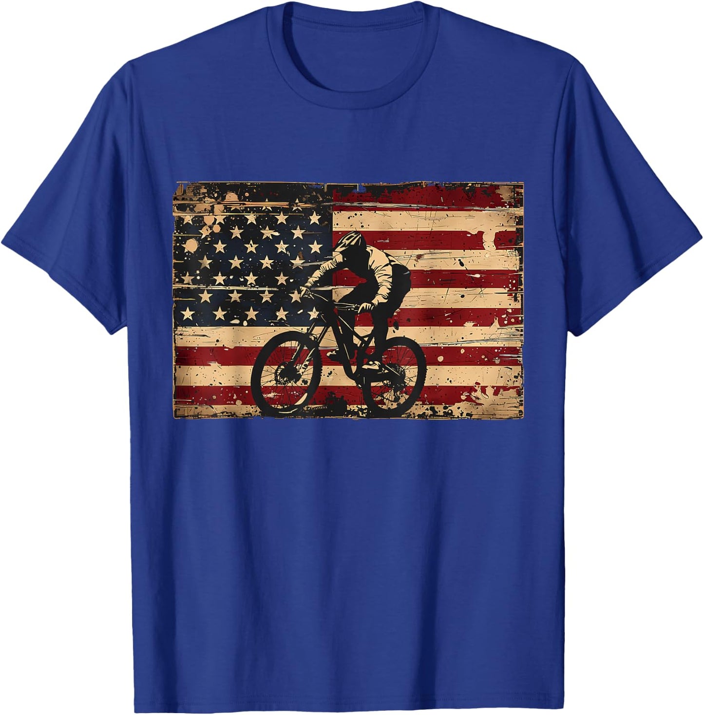 American Flag MTB Mountain Bike Apparel - Mountain Bike Girls Kids Men T-Shirt - T-Shirt | Royal