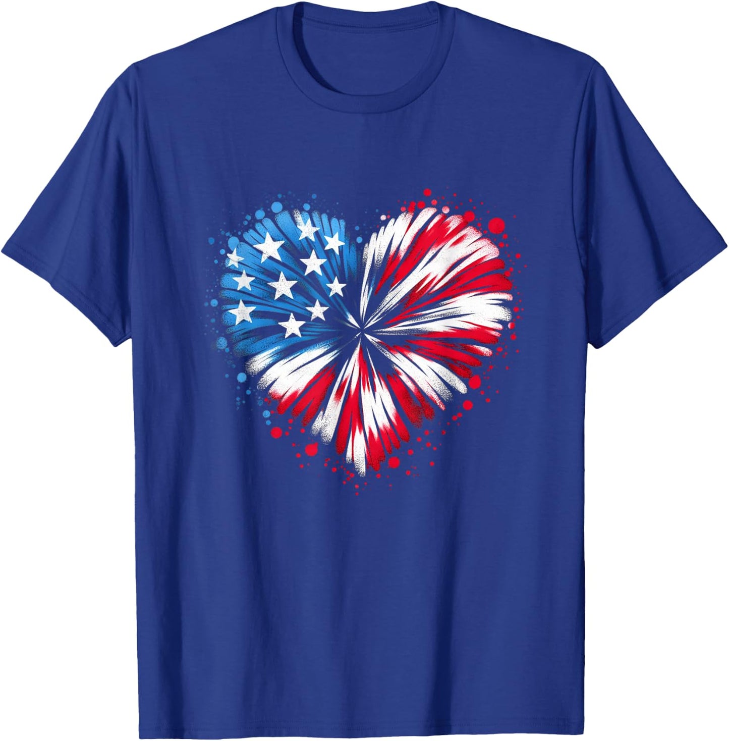Tie dye Heart USA Flag Colors white, Red & Blue 4th Of July Women Kids Men T-Shirt - T-Shirt | Royal