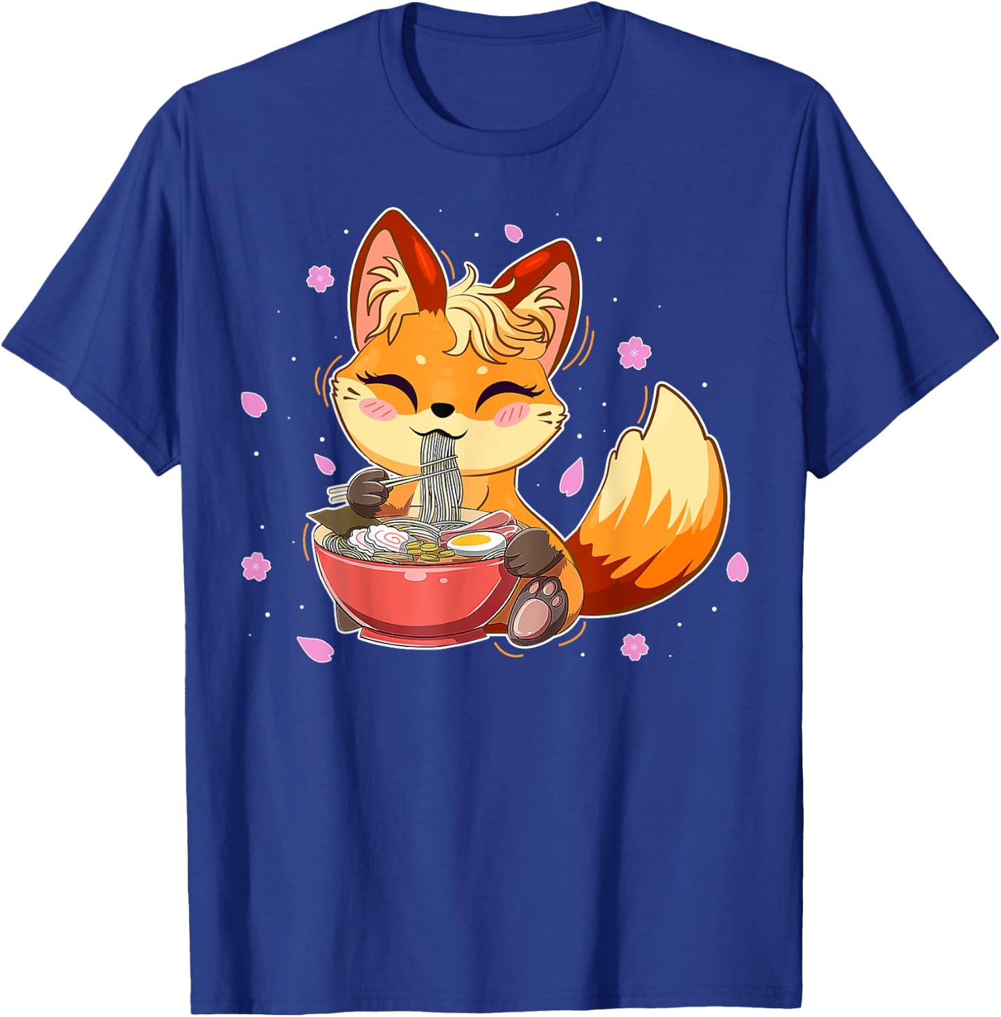 Cute Fox Japanese Anime Eating Ramen Girl Teen Kid Kawaii T-Shirt - T-Shirt | Royal