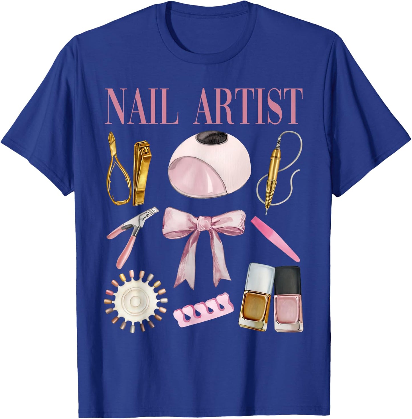 Vintage Coquette Bow Aesthetic Nail Tech Nail Technician T-Shirt - T-Shirt | Royal