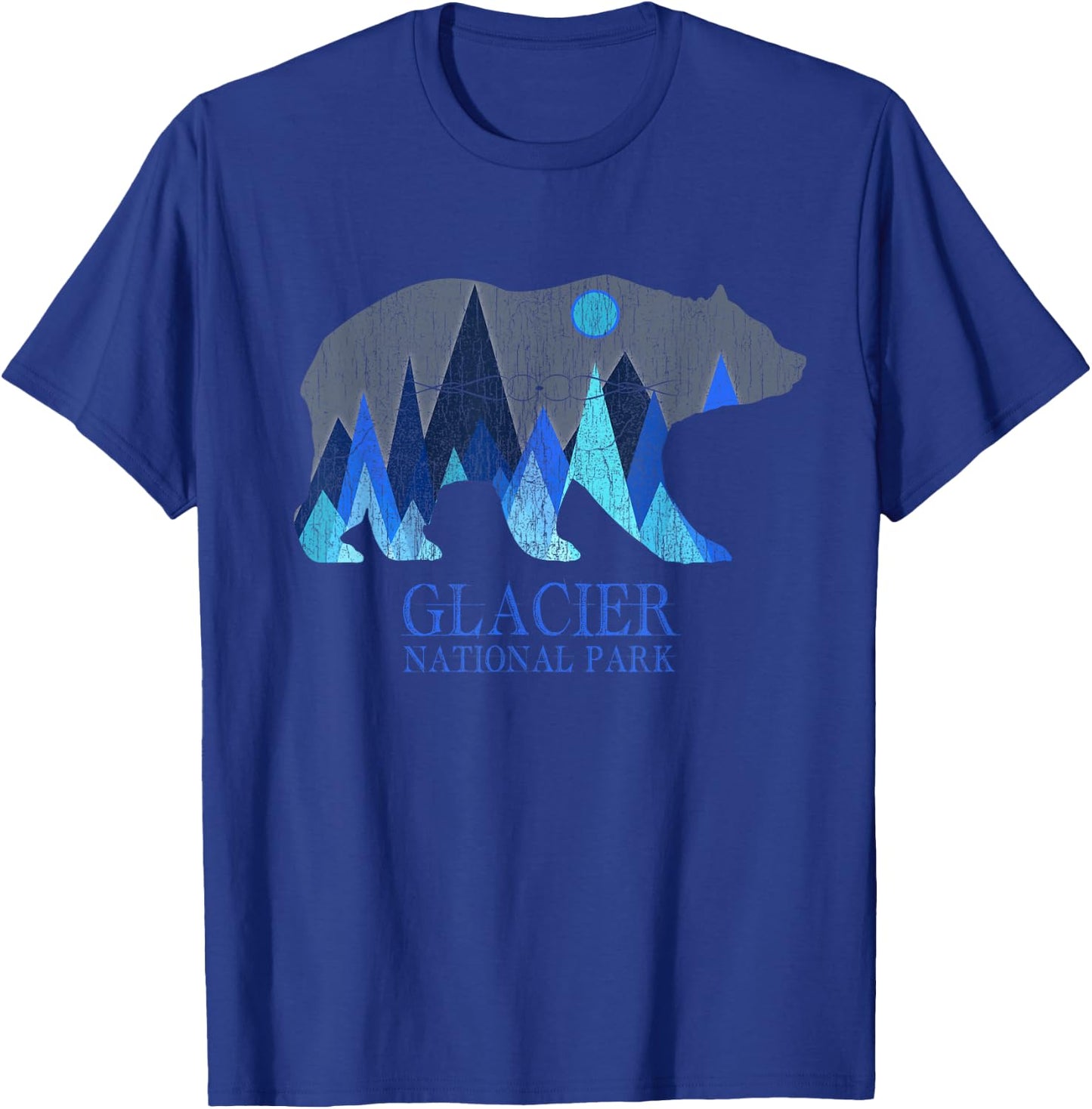 Retro Glacier Grizzly Bear Glacier National Park Small T-Shirt - T-Shirt | Royal