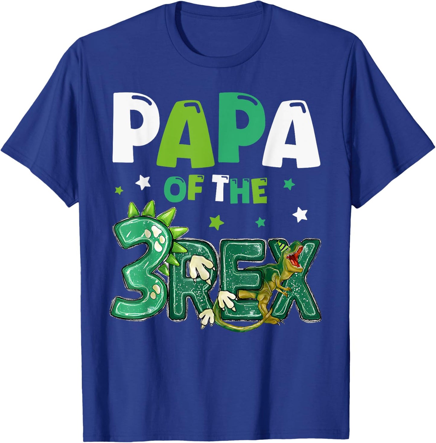 Papa of the Three Rex Birthday Dinosaur Family Matching T-Shirt - T-Shirt | Royal