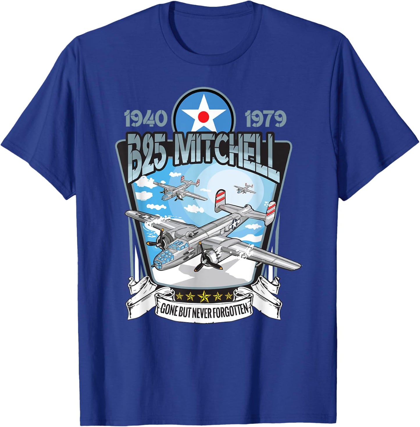 World War 2 American Aircraft WWII B-25 Mitchell Bomber T-Shirt - T-Shirt | Royal