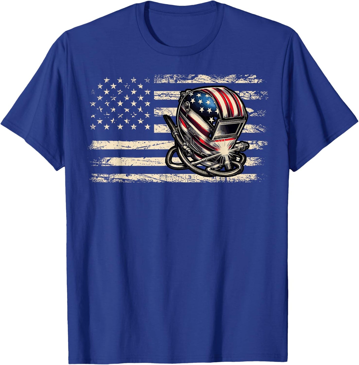 American Flag Welding Vintage Men Women Welder T-Shirt - T-Shirt | Royal