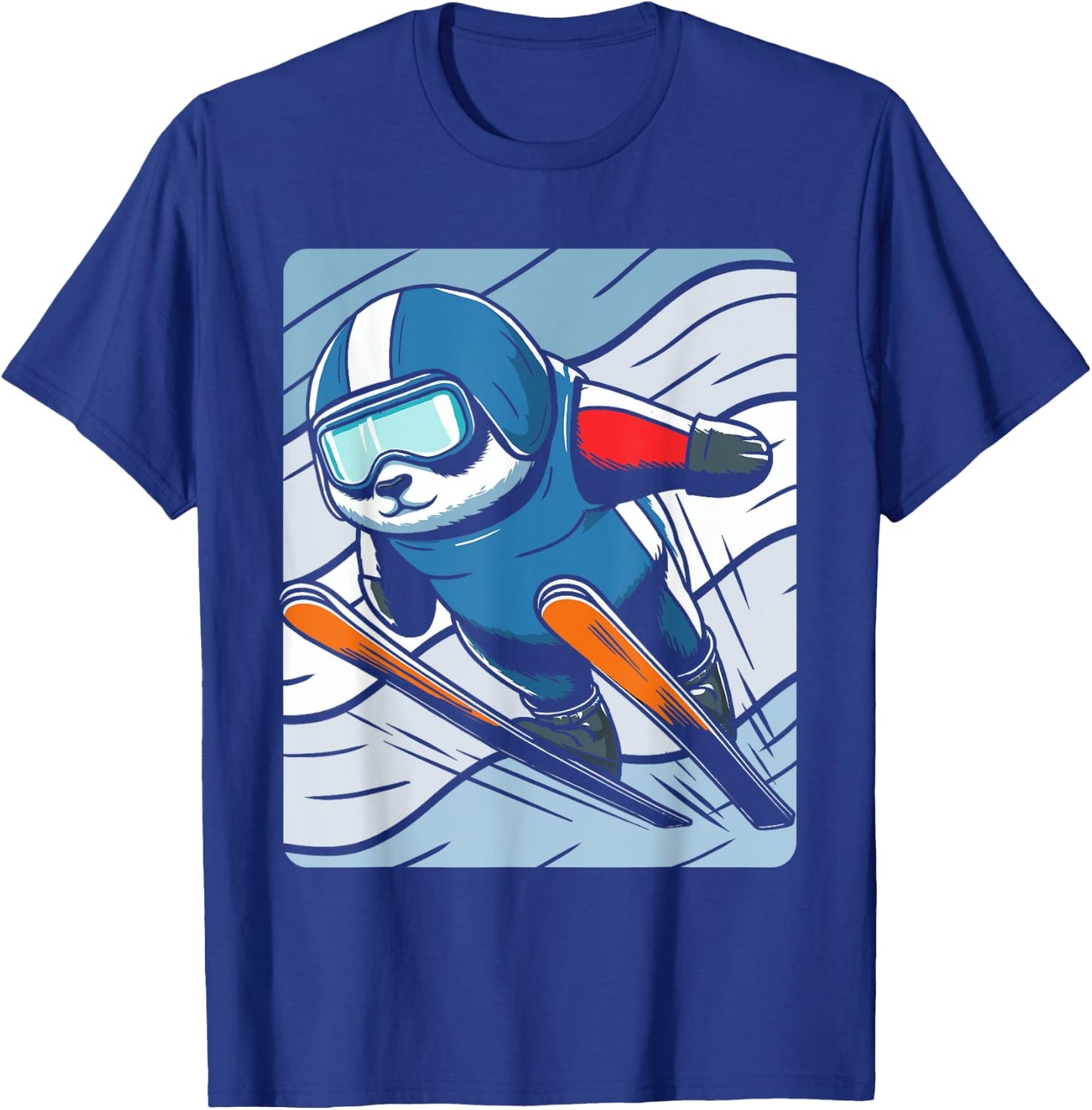 Ski Jumping Skiing Panda Nordic Jumping T-Shirt - T-Shirt | Royal