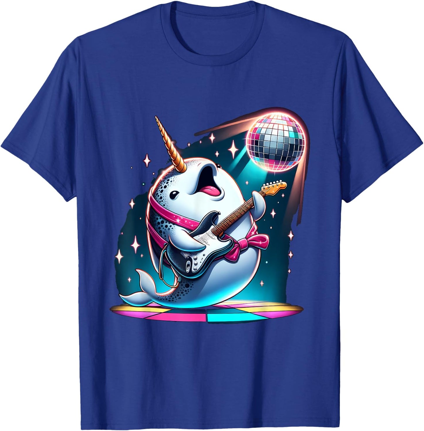Disco Ball Guitar Narwhal T-Shirt - T-Shirt | Royal