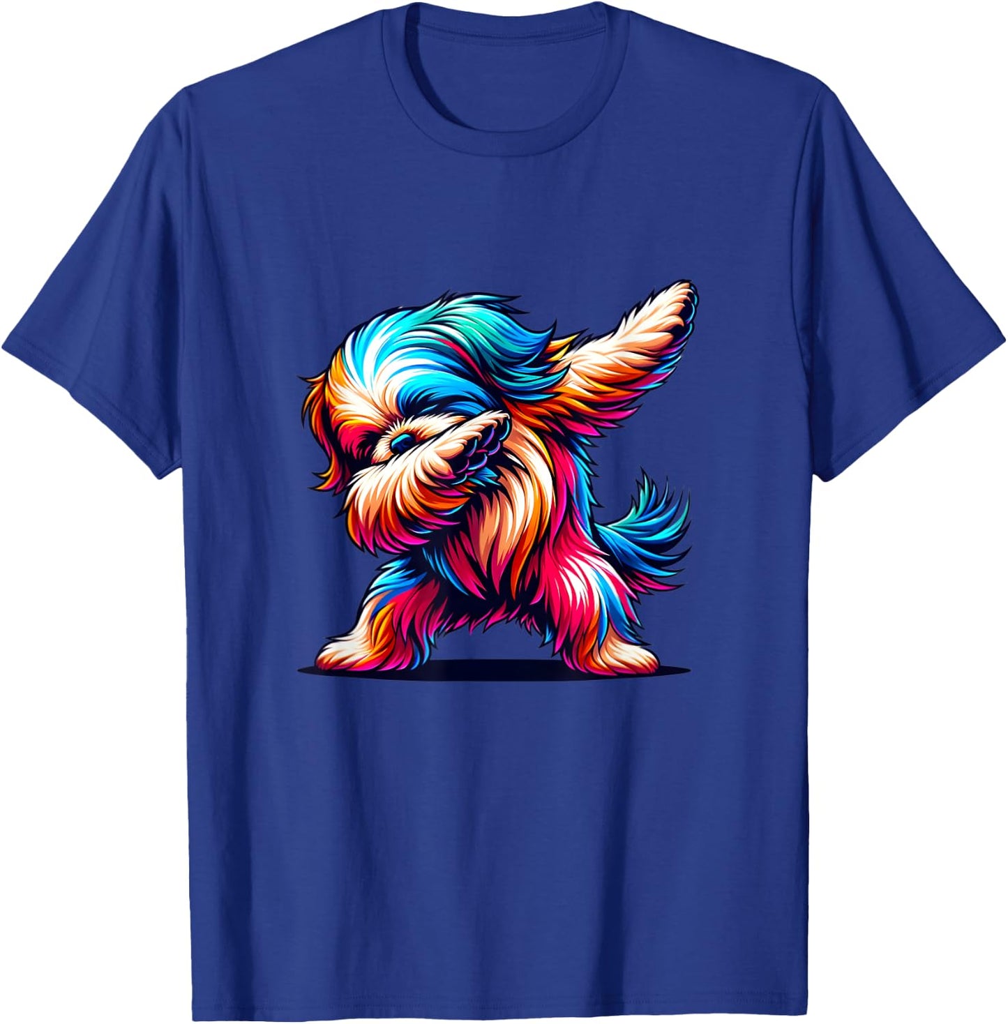 Colorful Shih Tzu Lover Funny Dog Dabbing Graphic Men Women T-Shirt - T-Shirt | Royal