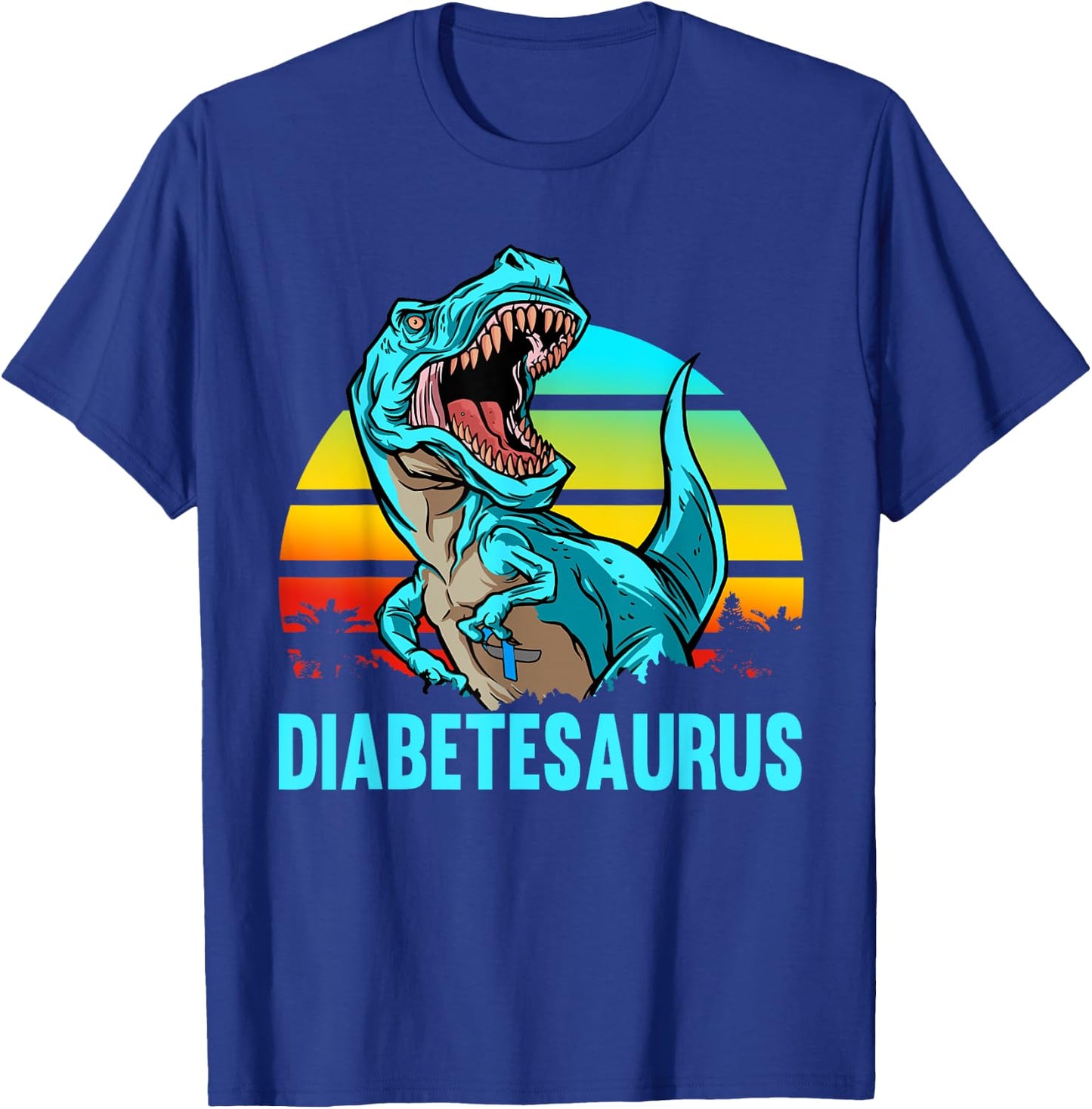 Diabetesaurus T-Rex Dinosaur Diabetic Diabetes Awareness T-Shirt - T-Shirt | Royal