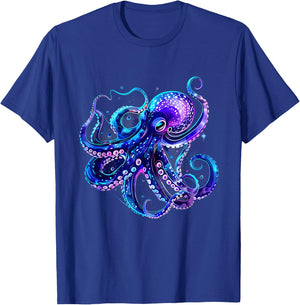 Octopus Artwork Sea Ocean Animal Lover Motif Sea Creature T-Shirt - T-Shirt | Royal