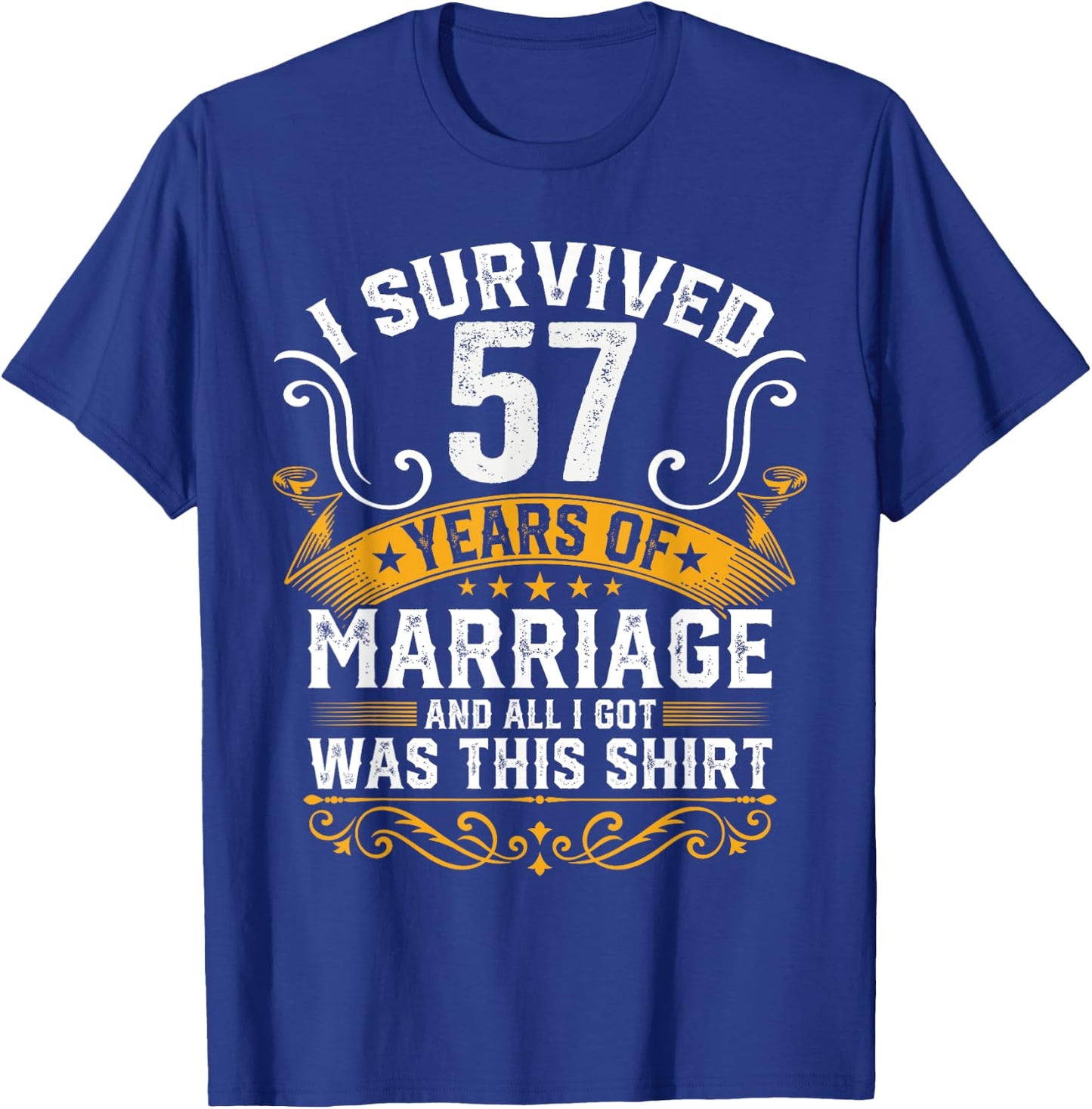 57th Wedding Anniversary shirt Couples Husband Wife 57 Years T-Shirt - T-Shirt | Royal