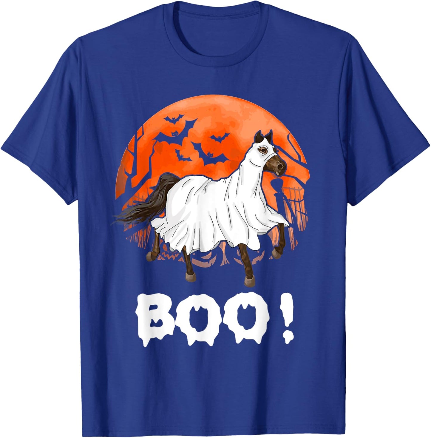 Funny Ghost Boo Horse Equestrian Lover Halloween Costume T-Shirt - T-Shirt | Royal