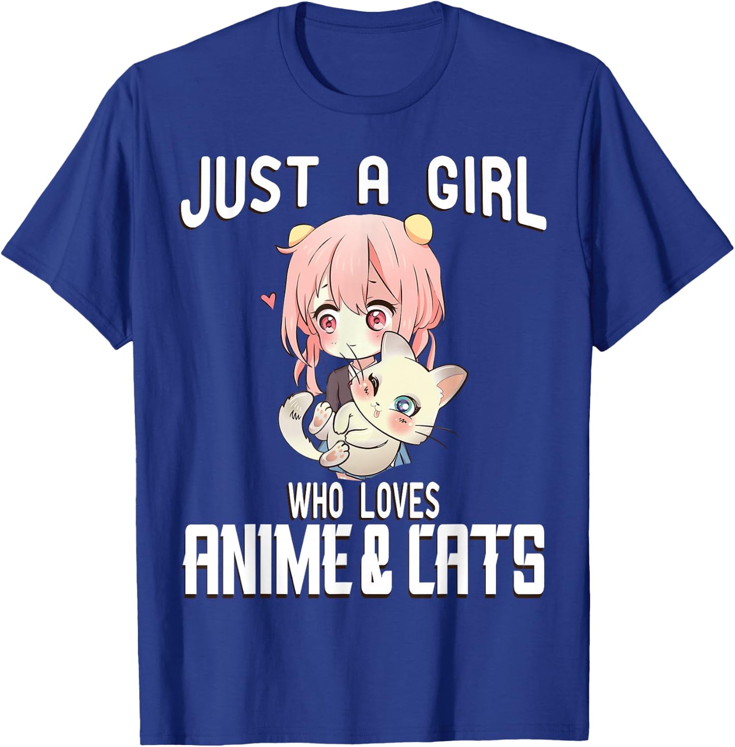 Just a Girl who Loves Anime and Cats Lover for Teen T-Shirt - T-Shirt | Royal