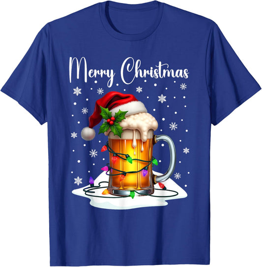 Christmas Pajamas Beer Mug Beer Glasses Beer Costume Santa T-Shirt - T-Shirt | Royal