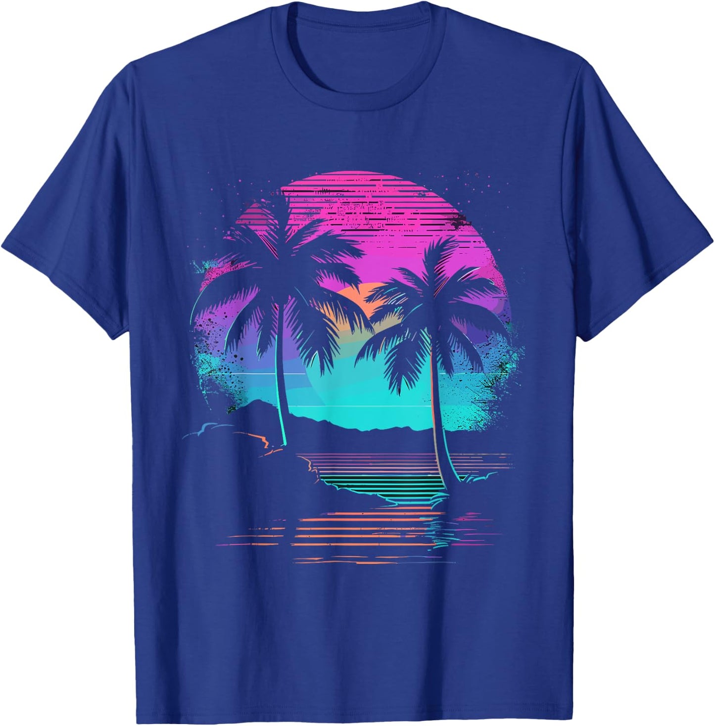 Retro Vintage Sunset Palm Tree T-Shirt - T-Shirt | Royal