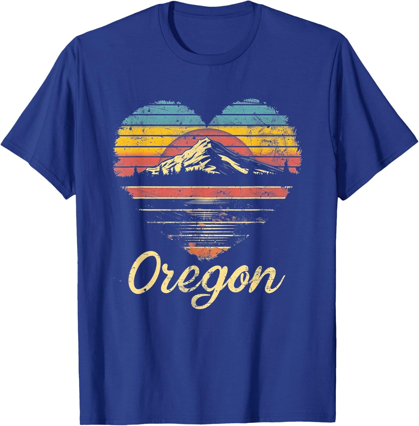Oregon - Heart Vintage Love Women Kids Retro Graphic Cool T-Shirt - T-Shirt | Royal