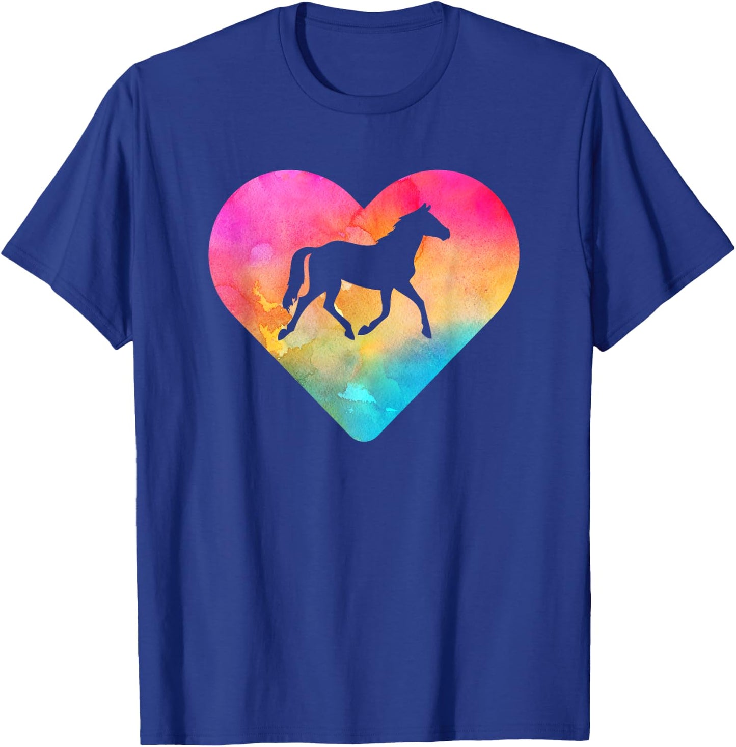 Women or Girls Horse Tie Dye Watercolor T-Shirt - T-Shirt | Royal