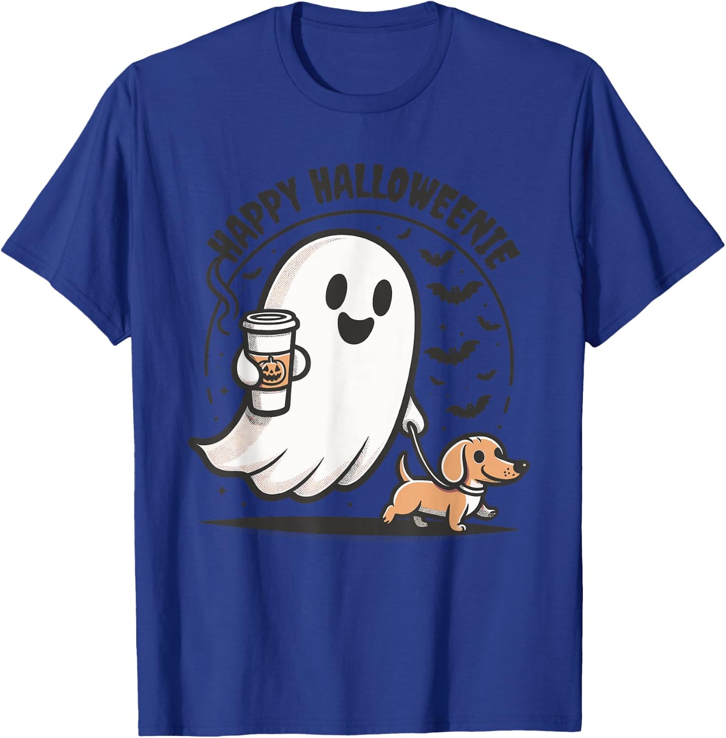 Happy Halloweenie Ghost Dachshund Halloween Dachshund Lover T-Shirt - T-Shirt | Royal