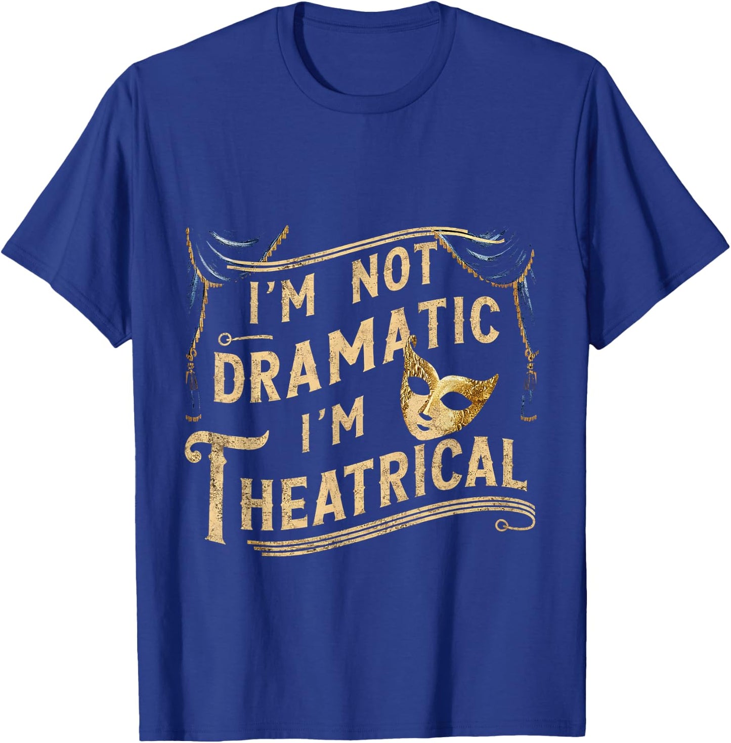 Theatre FH -Adult Black Modern Classic Dramatic - Small - Short Sleeve - Cotton Blend - Machine Wash T-Shirt - T-Shirt | Royal