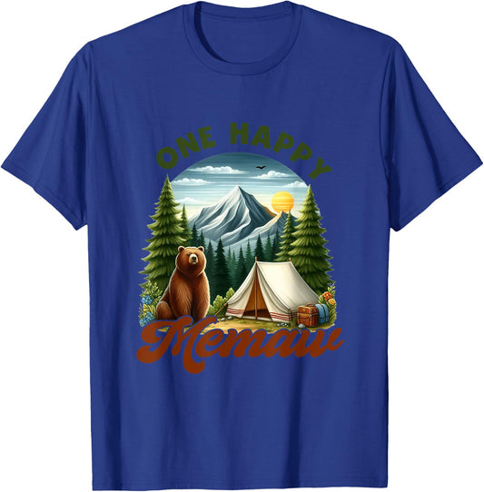 Retro One Happy Memaw Camper Birthday Bear Matching Family T-Shirt - T-Shirt | Royal