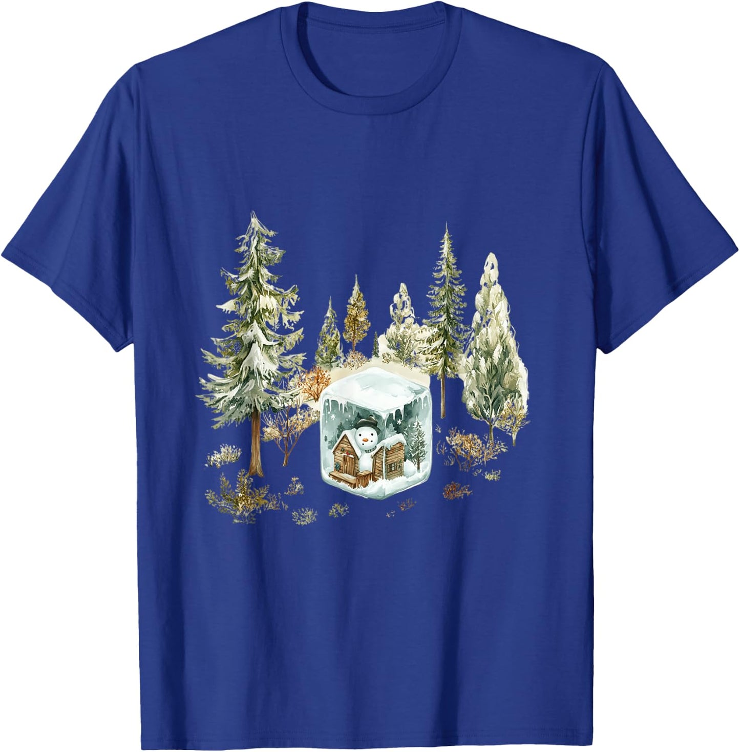 Watercolor Snowman Winter Wonderland Christmas T-Shirt - T-Shirt | Royal