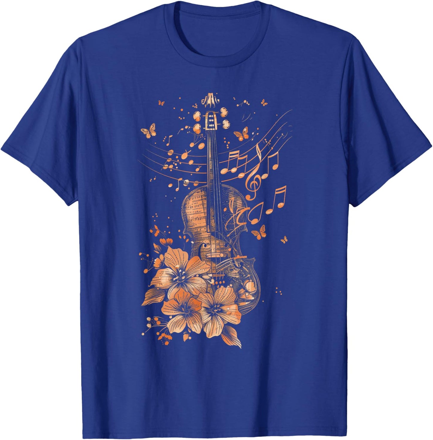Violin Player Classical Music Notes Orchestra Violinist T-Shirt - T-Shirt | Royal
