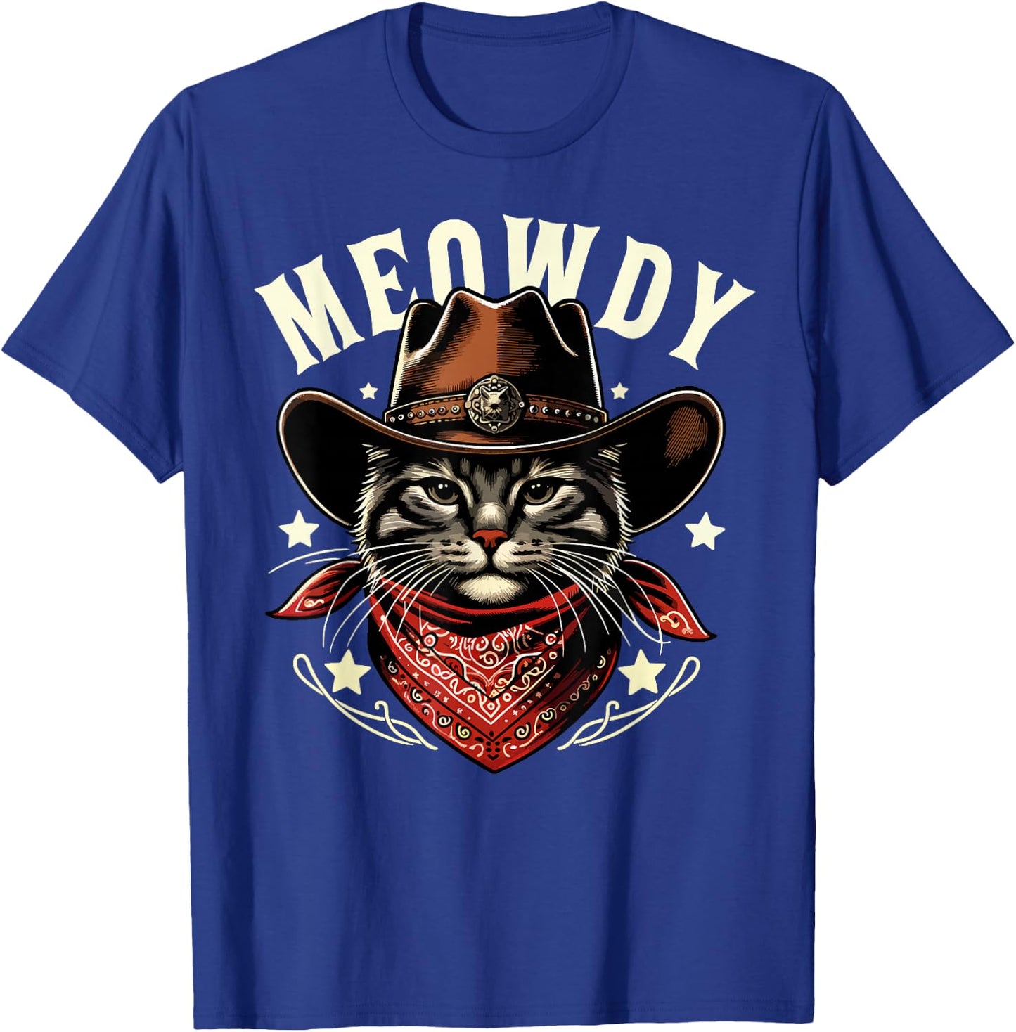Cat Cowboy Funny Mashup Meowdy Western Country Music Cat T-Shirt - T-Shirt | Royal