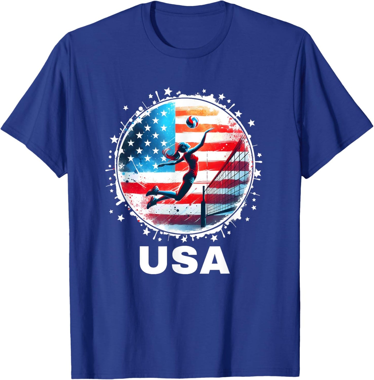 USA Women United States American Flag Volleyball USA Team T-Shirt - T-Shirt | Royal
