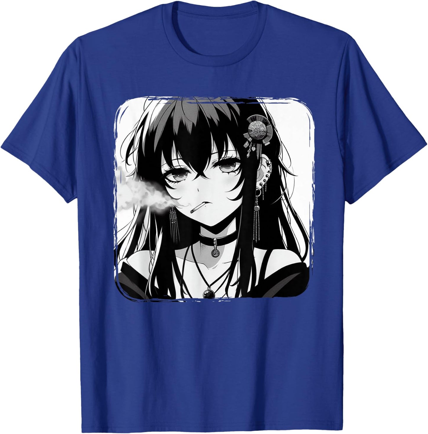 Anime Horror Girl Aesthetic Grunge Waifu Japanese Otaku T-Shirt - T-Shirt | Royal
