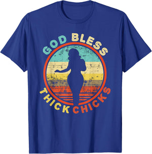 God Bless Thick Chicks Funny Thick Women Girl Christmas T-Shirt - T-Shirt | Royal
