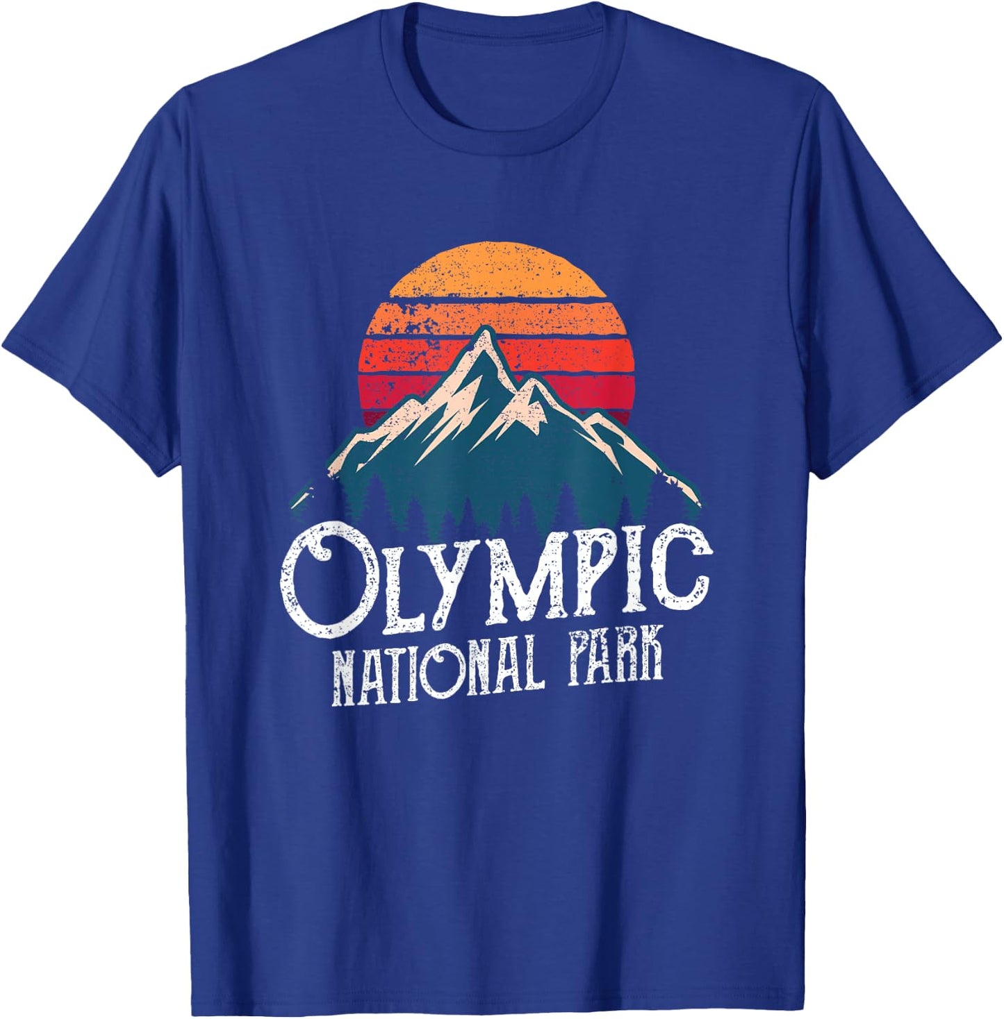 Olympic National Park Washington Mountains Retro T-Shirt - T-Shirt | Royal