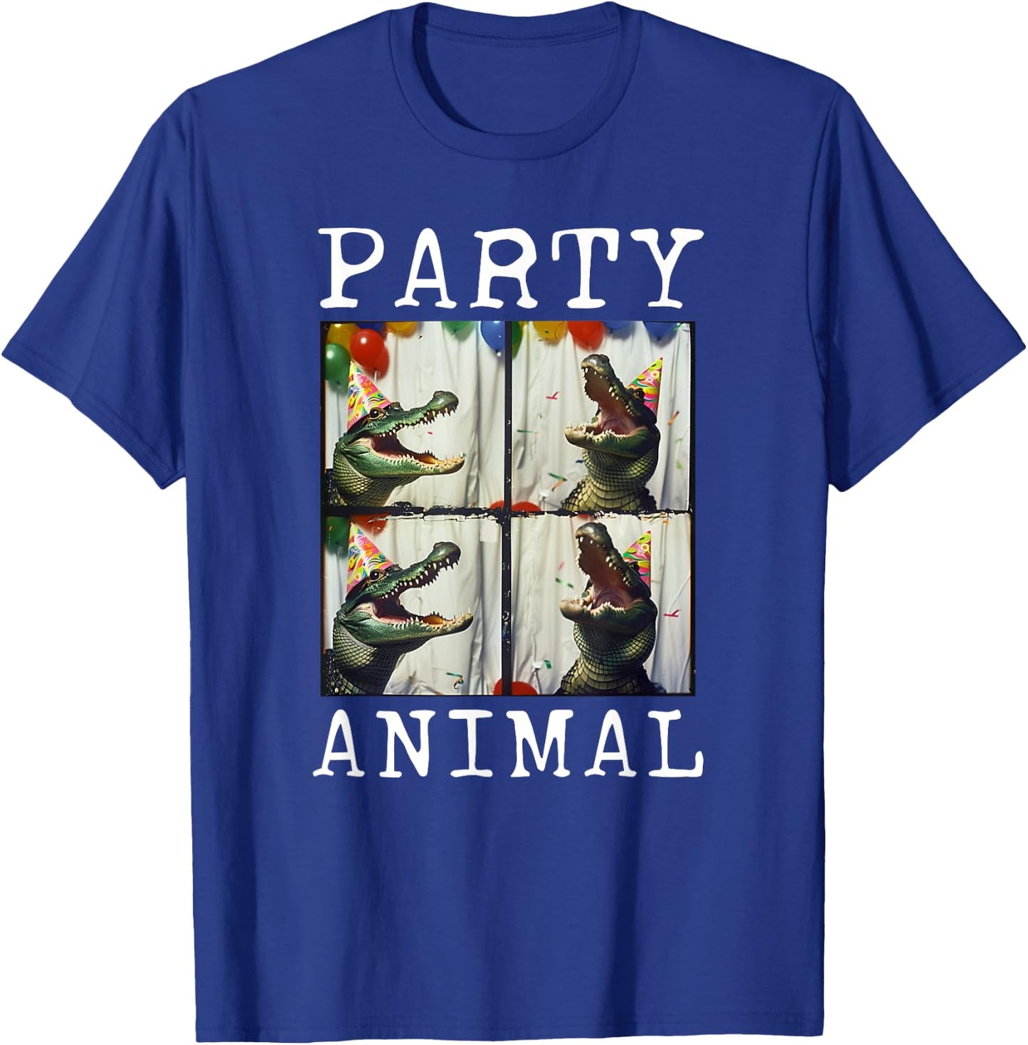 Alligator Face Colorful Animal Party Hat Funny Crocodile T-Shirt - T-Shirt | Royal