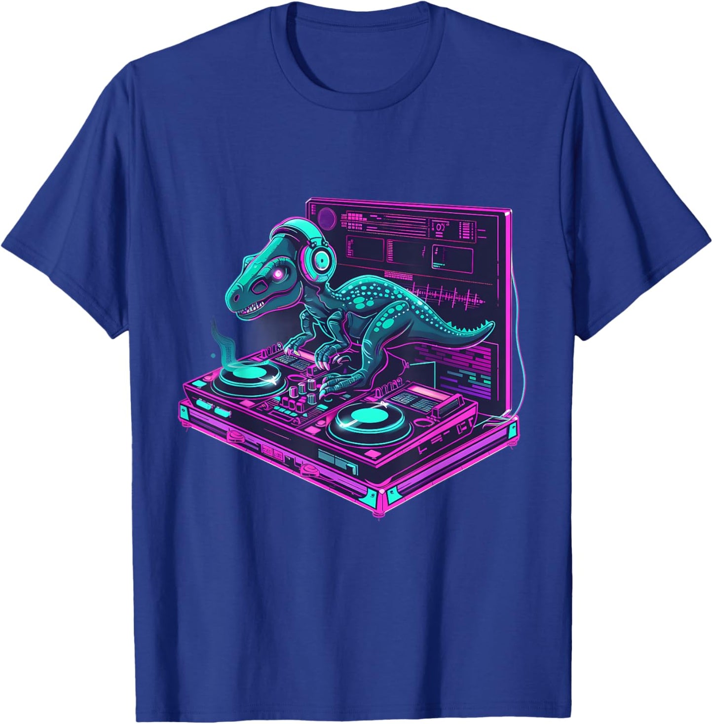 Dinosaur Music DJ House Beatmaker Turntable DJ Dinosaur T-Shirt - T-Shirt | Royal
