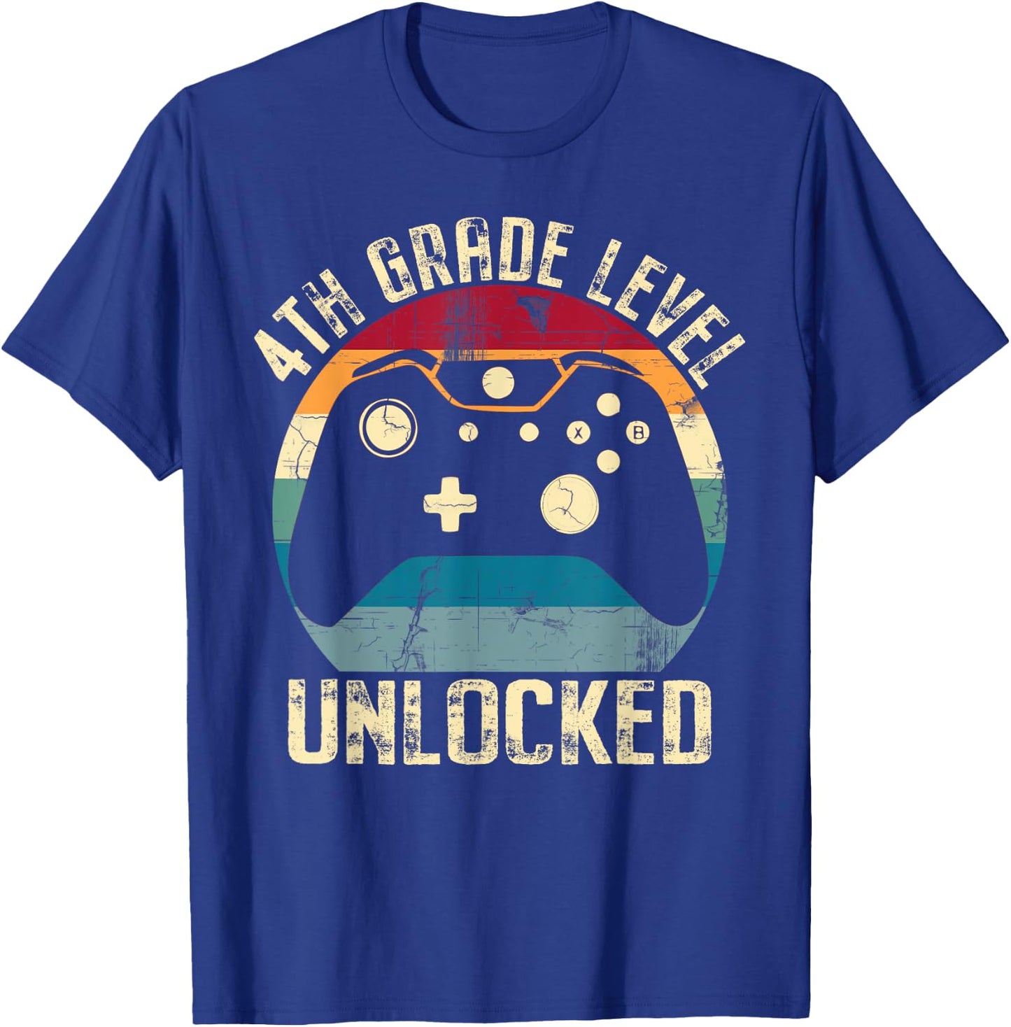 4th Grade Level Unlocked Back to School First Day Gamer Kid T-Shirt - T-Shirt | Royal