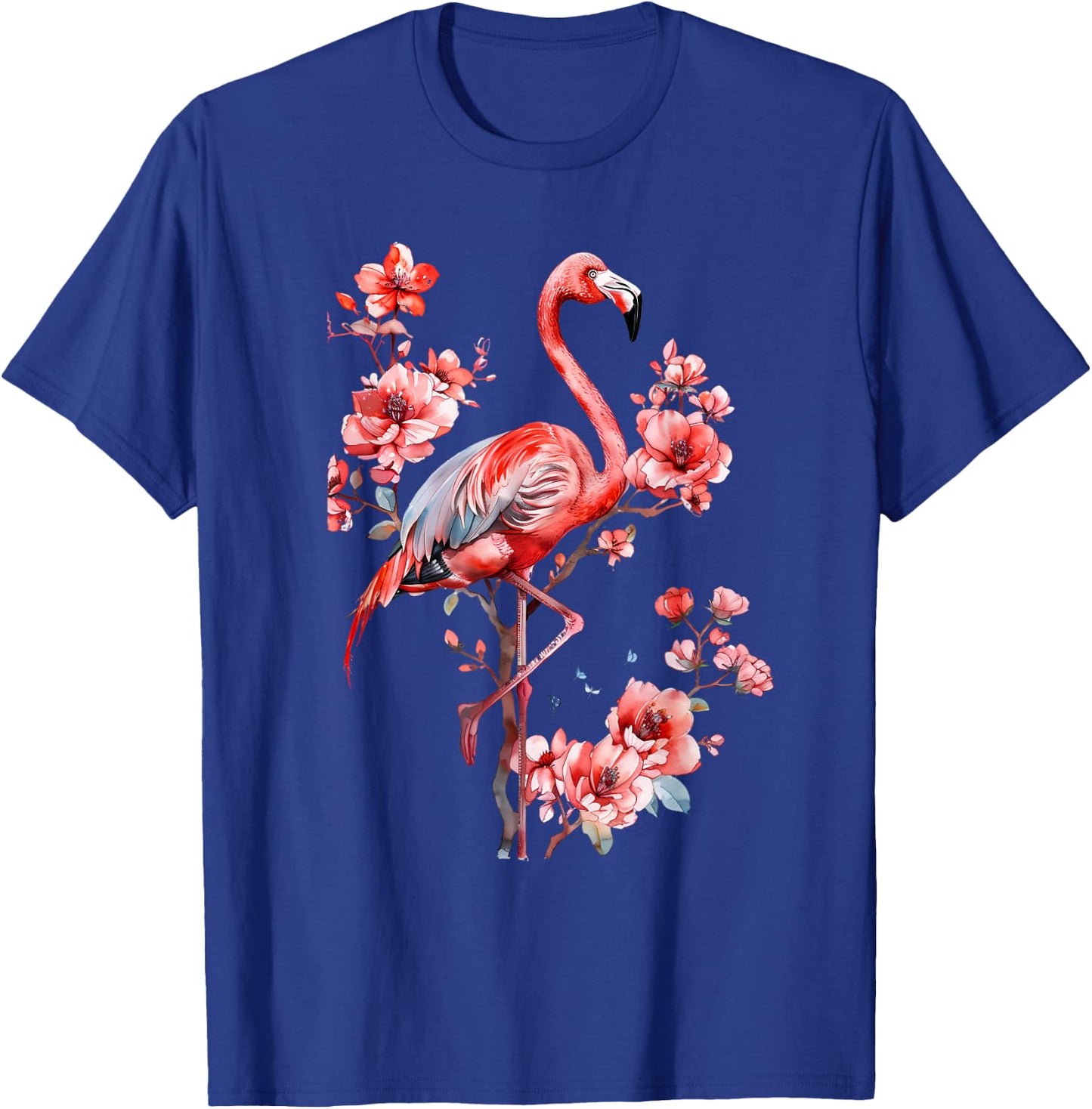 Flamingo Bird Floral Flamingo Lover Motif Nature Artwork T-Shirt - T-Shirt | Royal