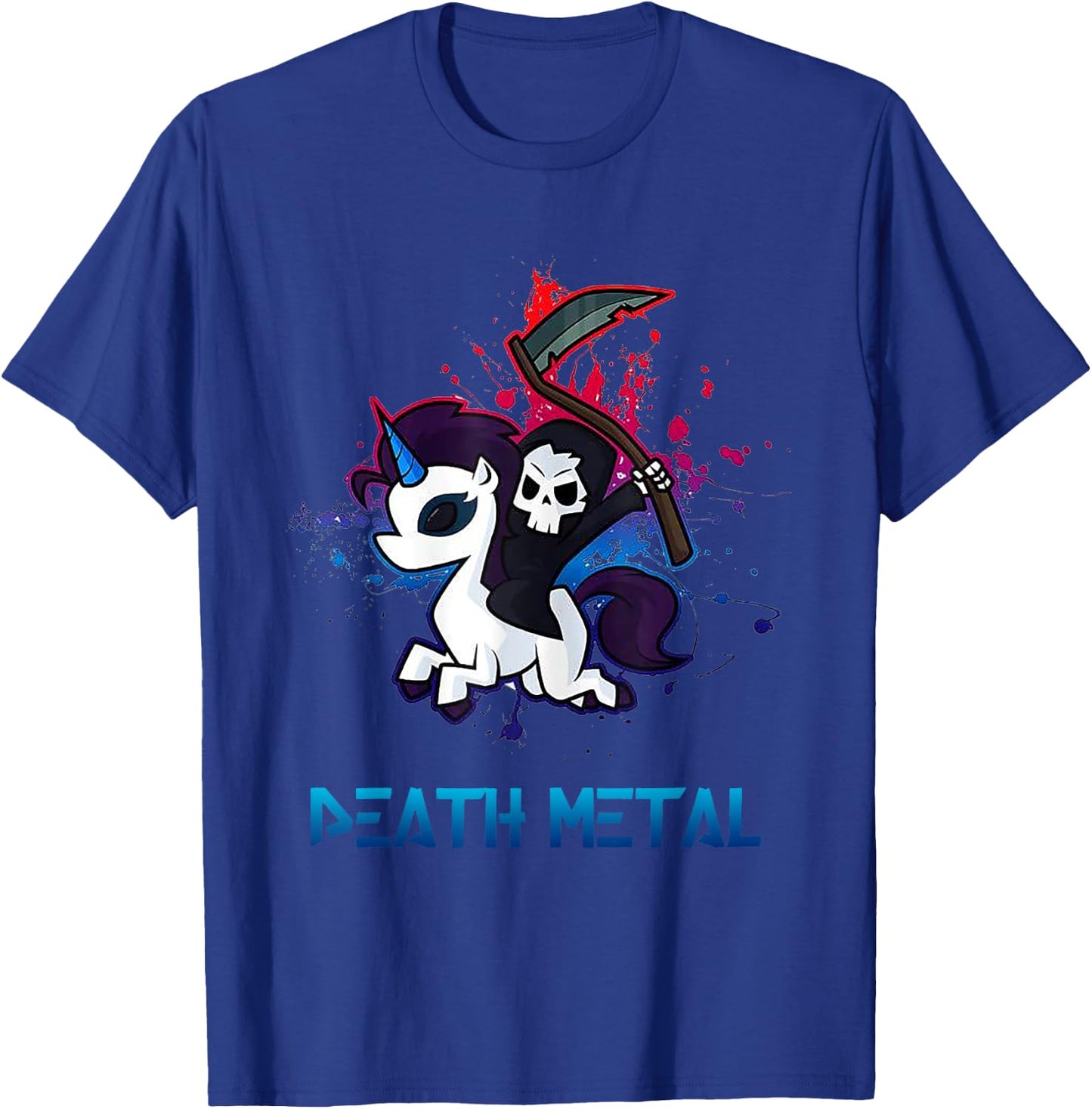Death Metal Death Riding Unicorn T-Shirt - T-Shirt | Royal