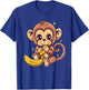 Banana Monkey Cute Monkey Wildlife Animal Art Drawing T-Shirt - T-Shirt | Royal