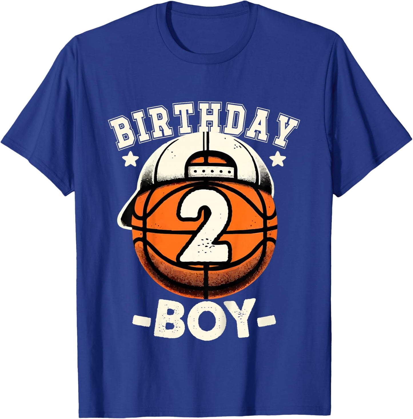 Kids 2nd Birthday Boy 2 Year Old Basketball Theme Decorations Boy T-Shirt - T-Shirt | Royal