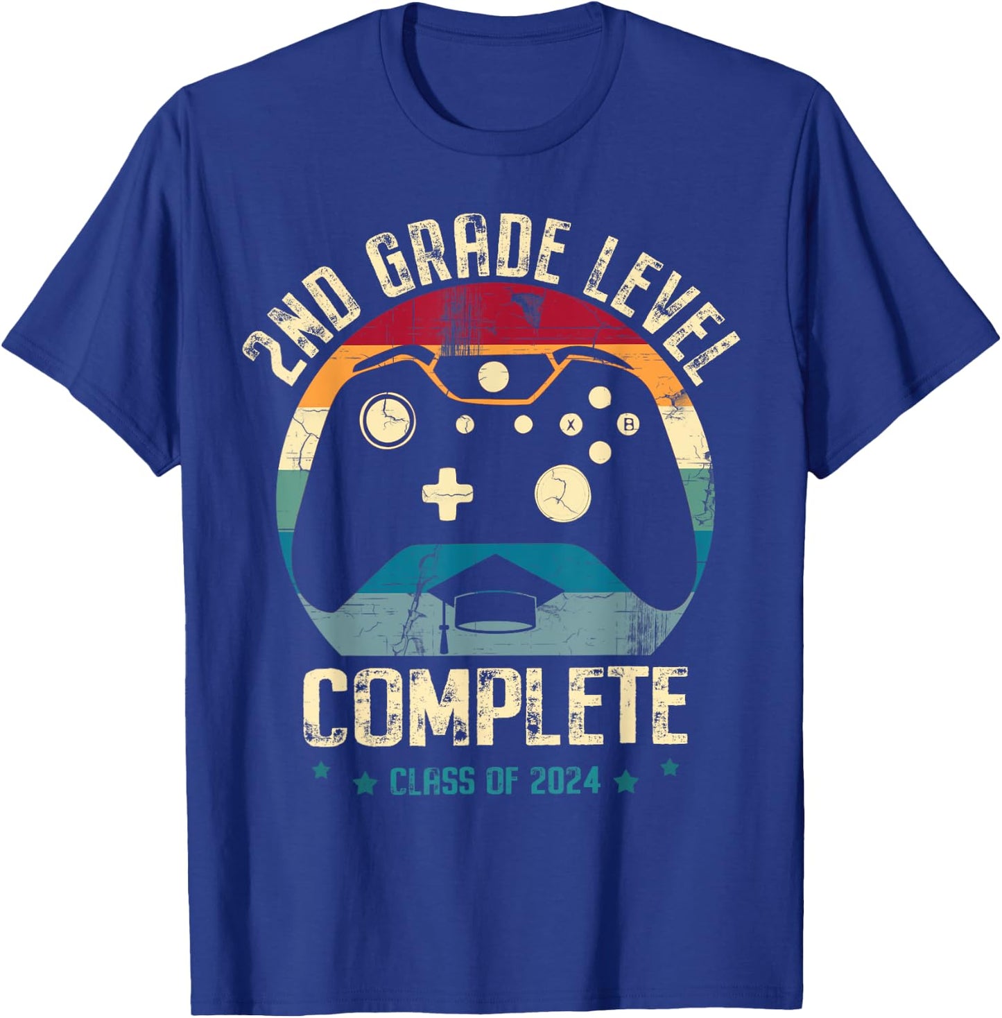2nd Grade Level Complete Gamer Class Of 2024 Graduation Boy T-Shirt - T-Shirt | Royal