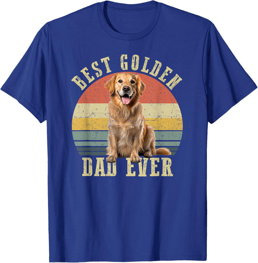 Best Golden retriever Dad Ever Retro Dog Vintage T-Shirt - T-Shirt | Royal