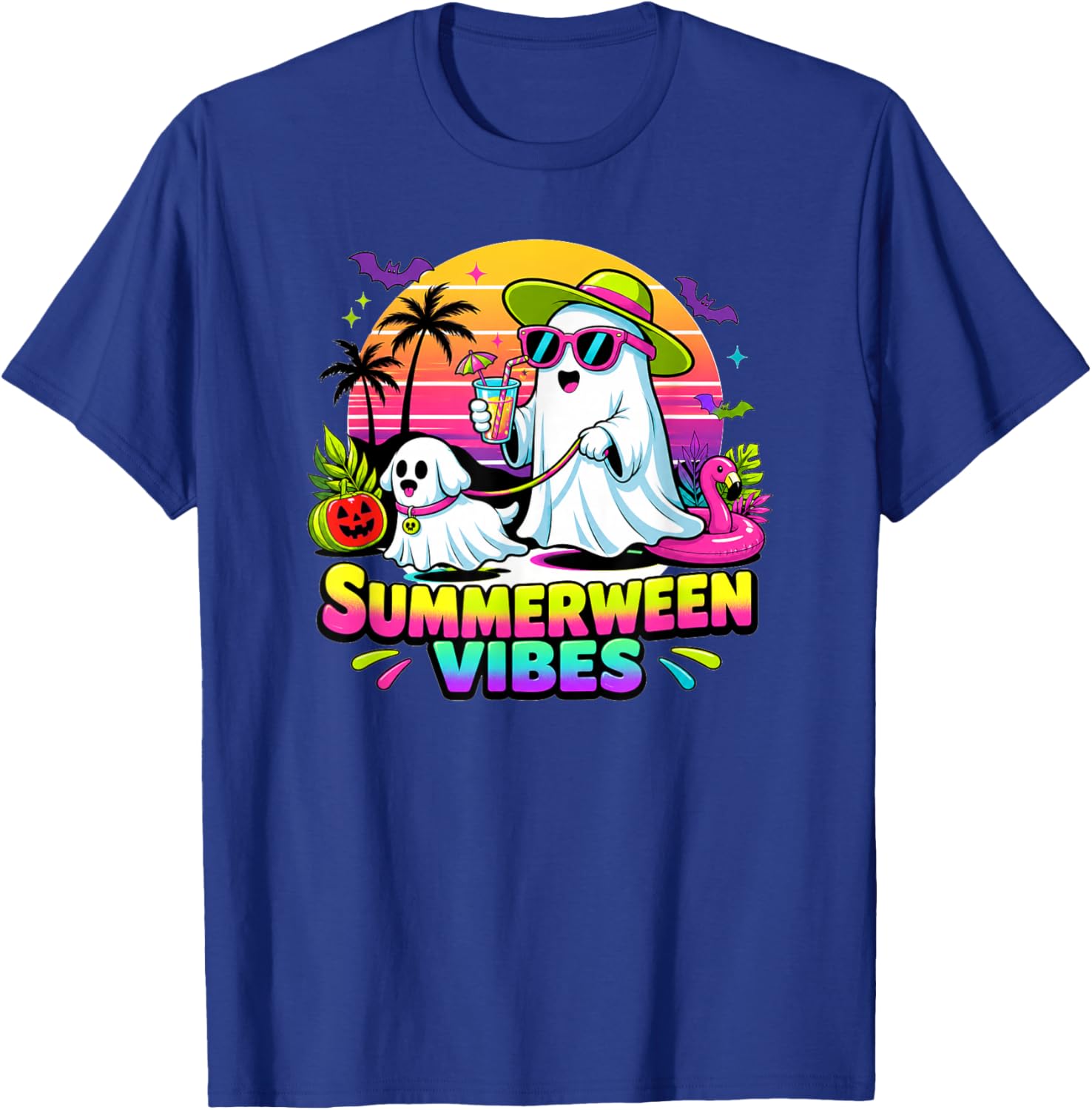 Halloween Summerweens Funny Ghosts Walking Dog T-Shirt - T-Shirt | Royal