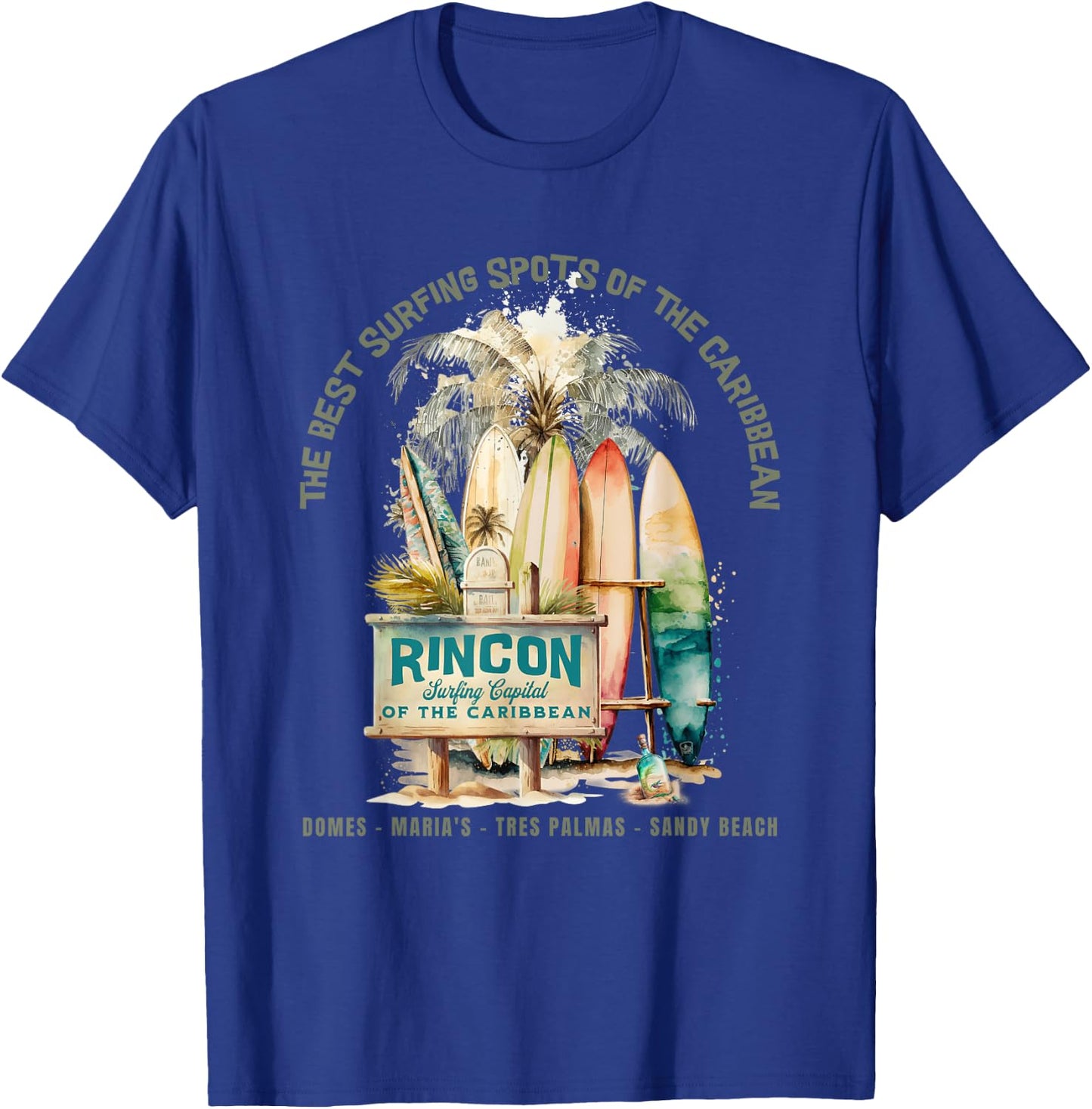 Rincon PR Surfing Capital of the Caribbean Surfers Wipeout T-Shirt - T-Shirt | Royal