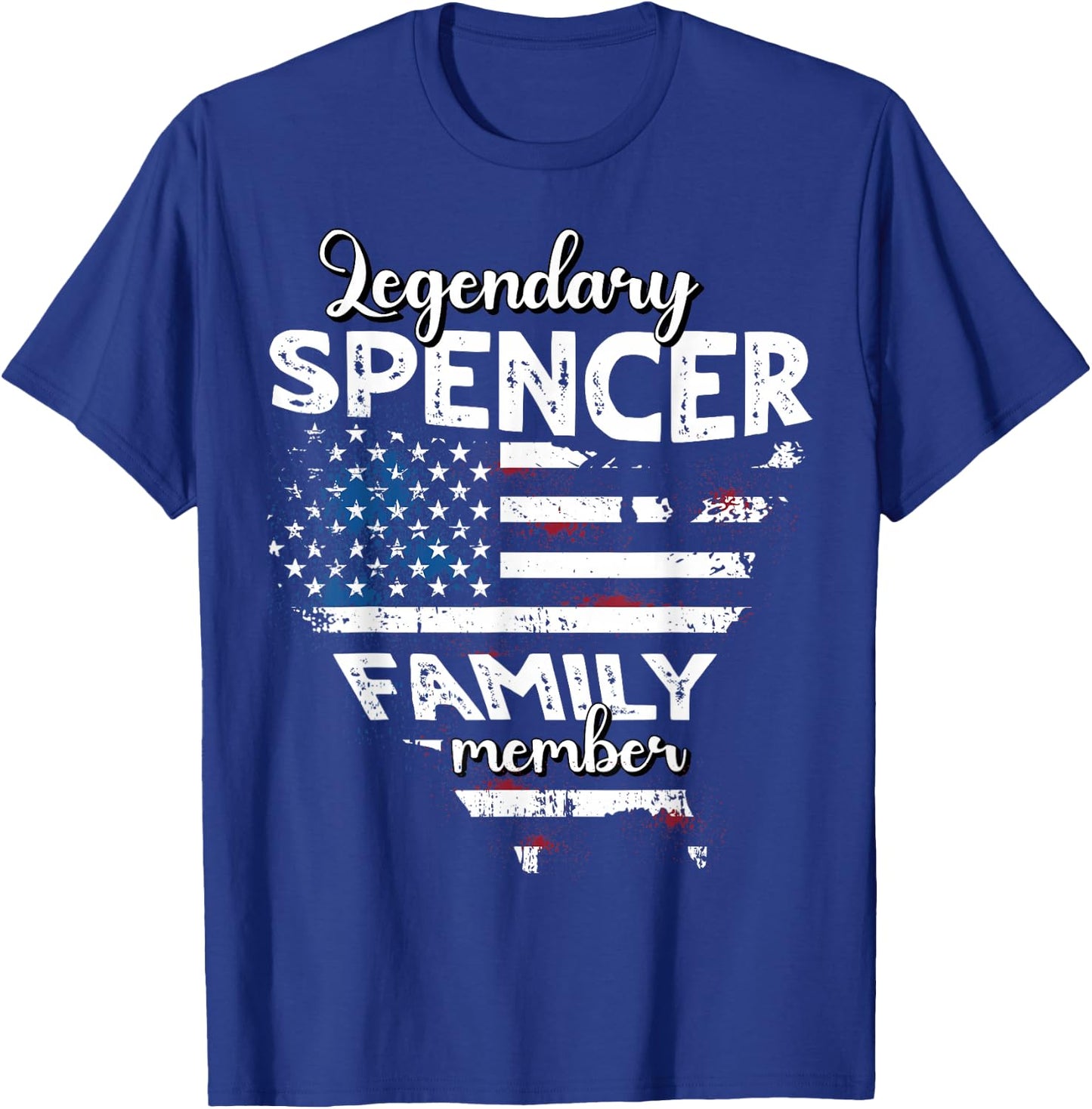 Surname Spencer US Flag Spencer Last Name Spencer T-Shirt - T-Shirt | Royal