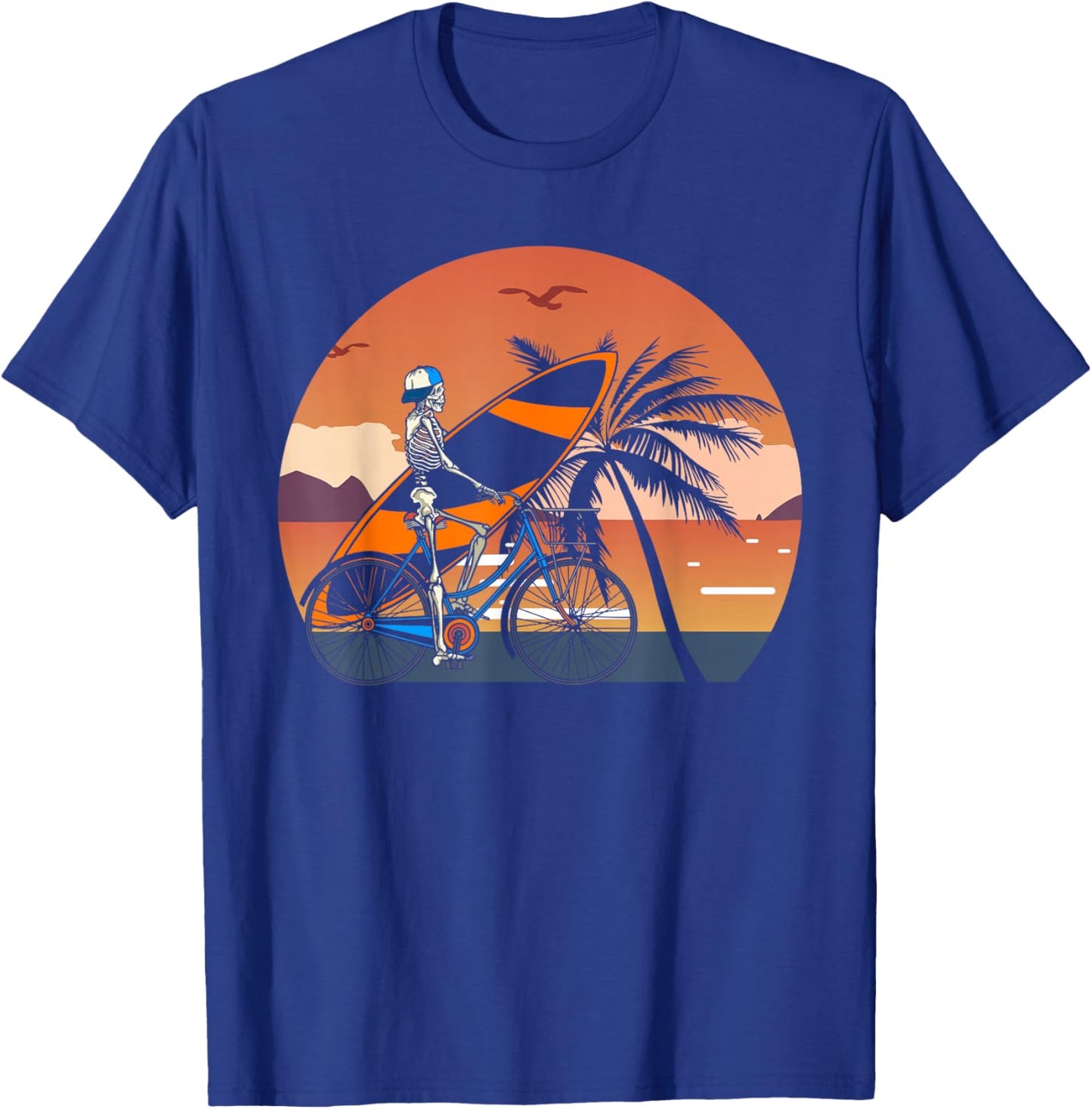 Skeleton Surfing Halloween Hawaii Hawaiian Men Women Surfer T-Shirt - T-Shirt | Royal