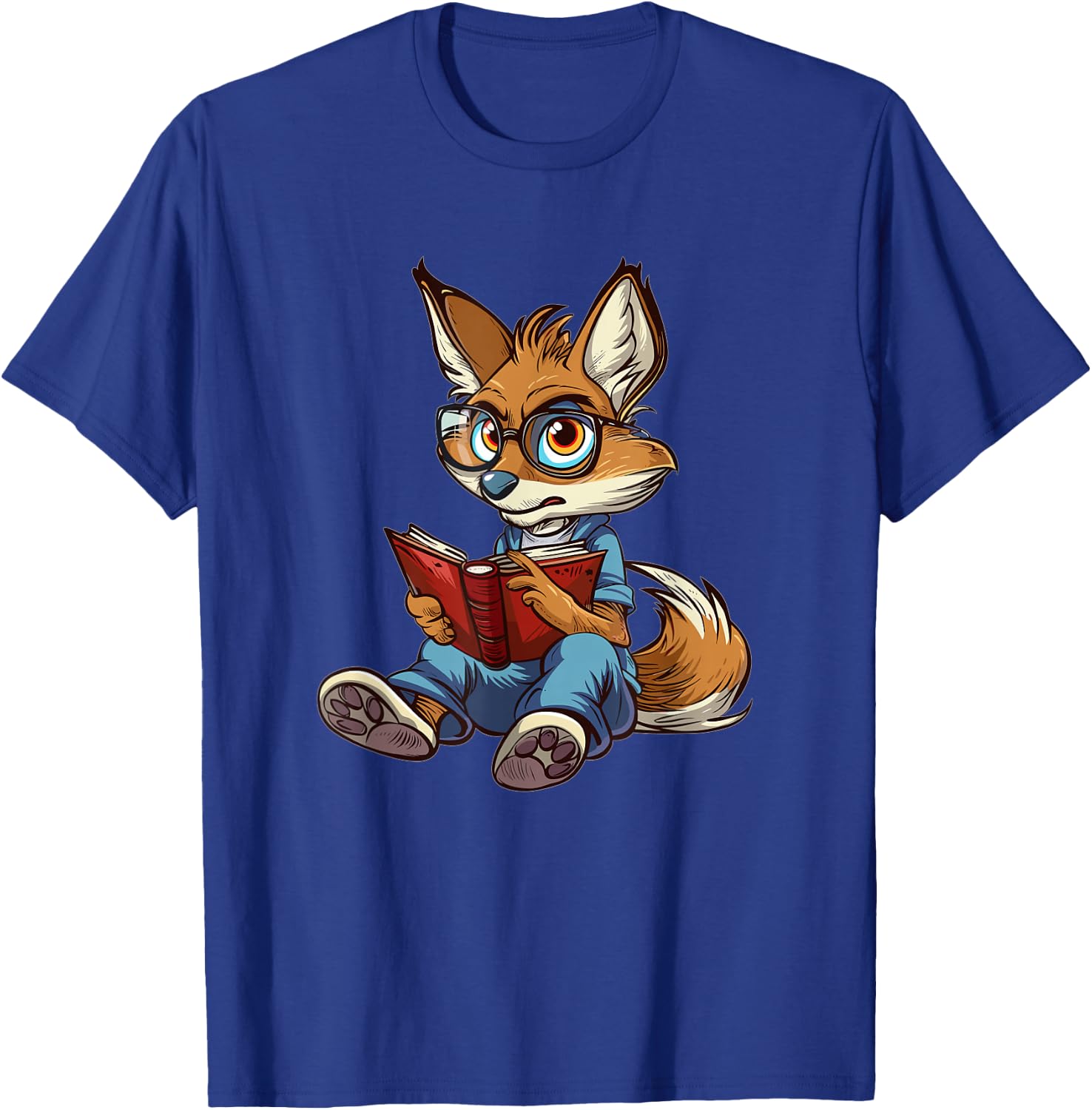 Cute Coyote With Book I Kids Coyote T-Shirt - T-Shirt | Royal